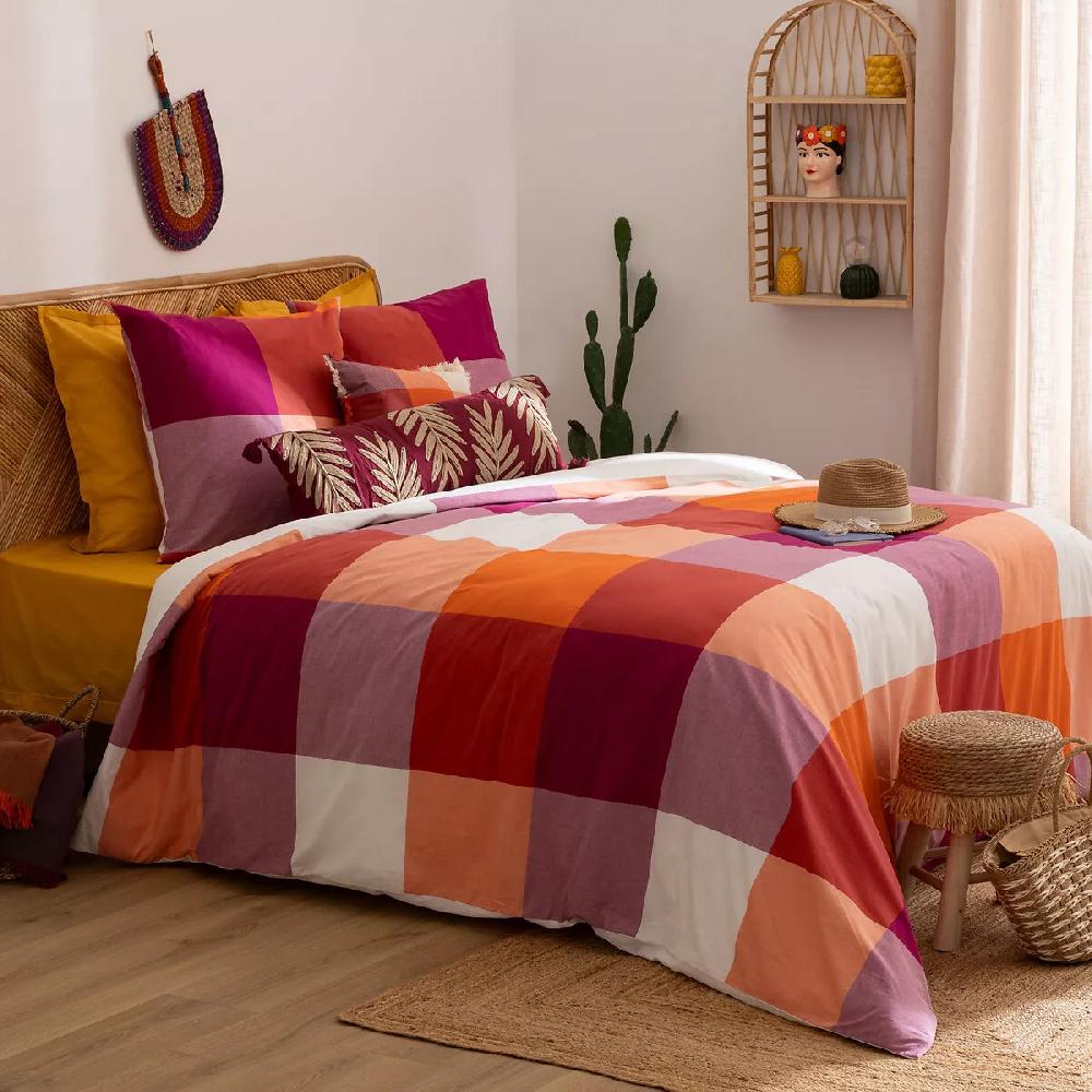 eminza Housse de couette et deux taies coton (240 x 220 cm) Yuca Multicolore