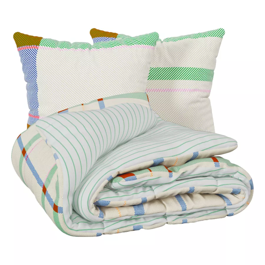 Eminza Housse De Couette Et Deux Taies Coton (240 X 220 Cm) Ritchi Multicolore