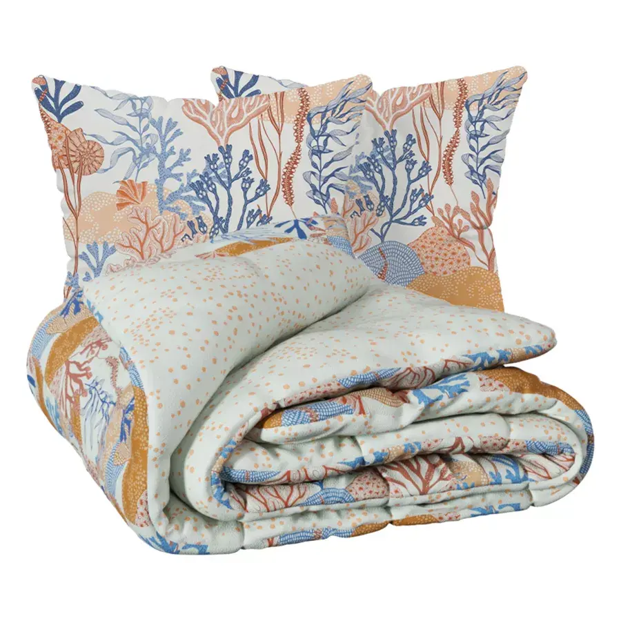 Eminza Housse De Couette Et Deux Taies Coton (240 X 220 Cm) Azura Multicolore