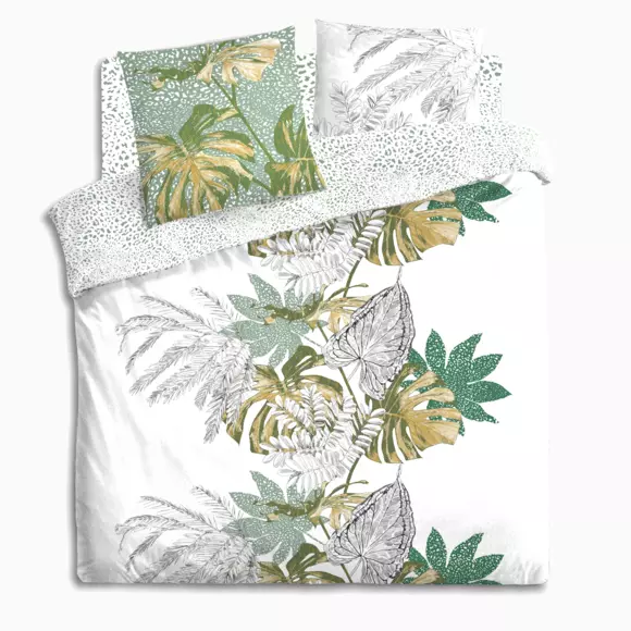 Eminza Housse De Couette Et Deux Taies Coton (240 X 220 Cm) Monstera Multicolore