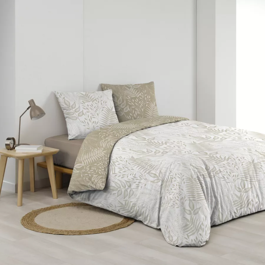 Eminza Housse De Couette Et Deux Taies Coton (240 X 220 Cm) Cassia Beige