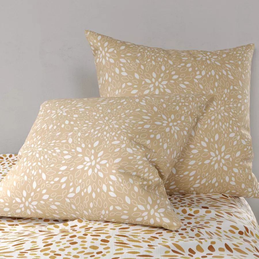 Eminza Housse De Couette Et Deux Taies Coton (260 X 240 Cm) Hanabi Marron