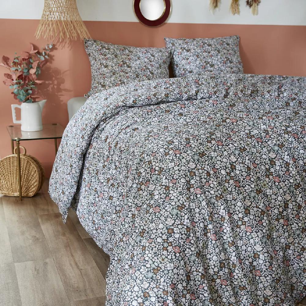 eminza Housse de couette et deux taies coton (260 x 240 cm) Malia Multicolore