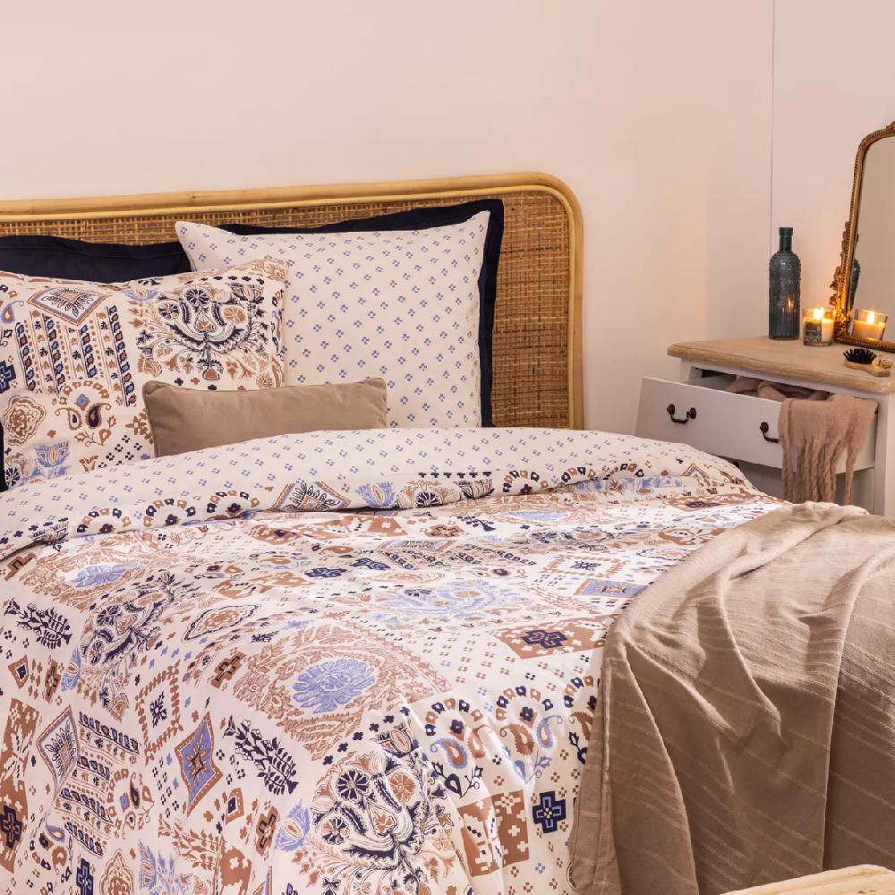 eminza Housse de couette et deux taies coton (260 x 240 cm) Khafu Multicolore