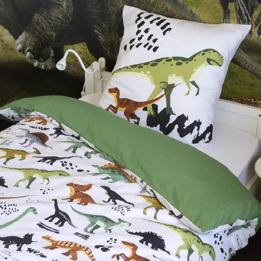 eminza Housse de couette et deux taies enfant coton (200 x 200 cm) Cretace Verte