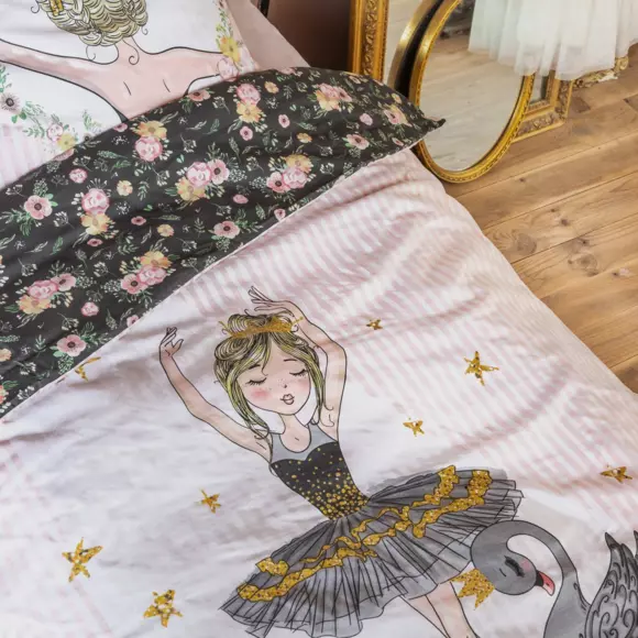 Eminza Housse De Couette Et Deux Taies Enfant Coton (200 X 200 Cm) Mon étoile Rose