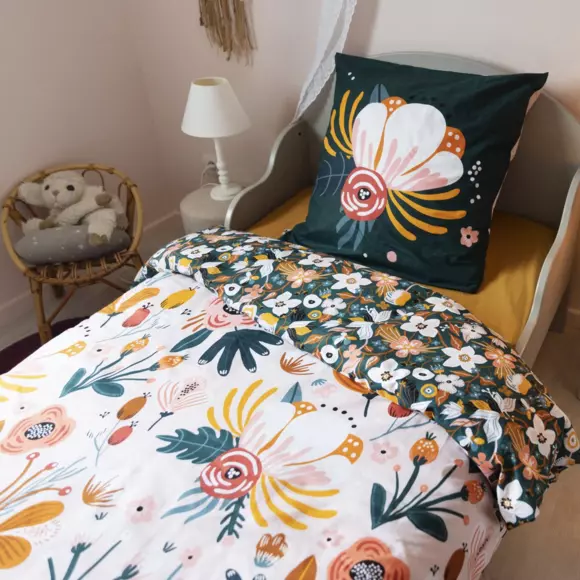 Eminza Housse De Couette Et Deux Taies Enfant Coton (200 X 200 Cm) Champetre Multicolore