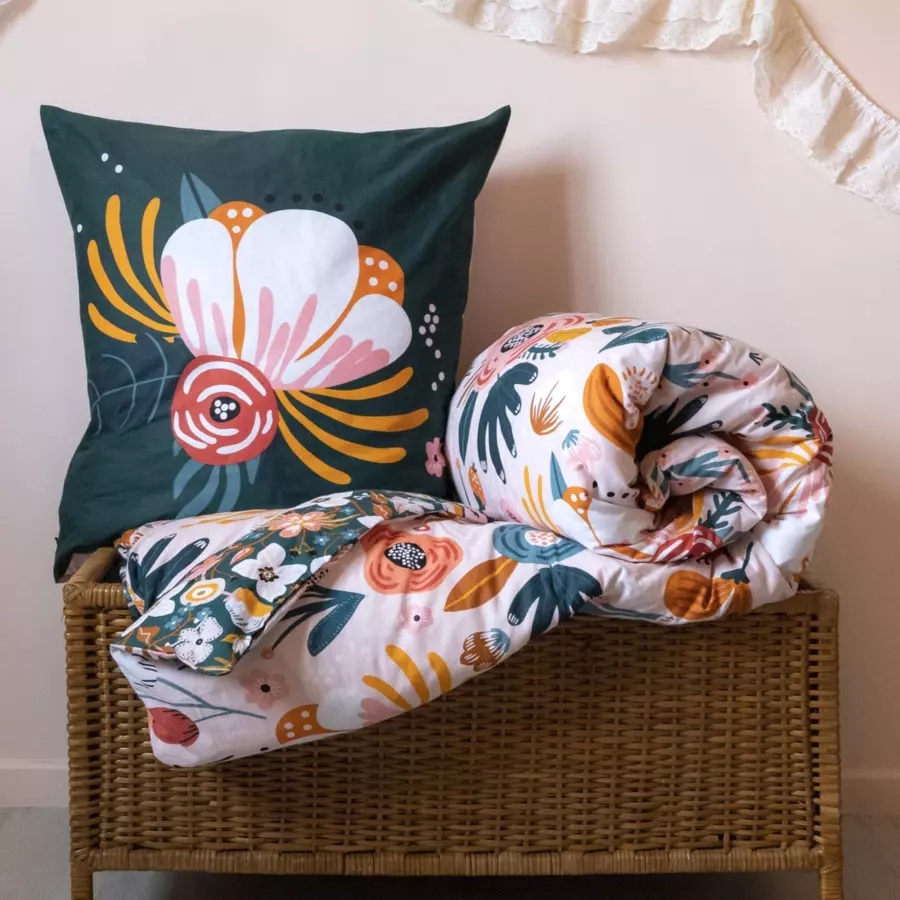 Eminza Housse De Couette Et Deux Taies Enfant Coton (200 X 200 Cm) Champetre Multicolore