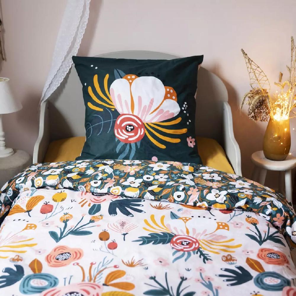 eminza Housse de couette et deux taies enfant coton (200 x 200 cm) Champetre Multicolore
