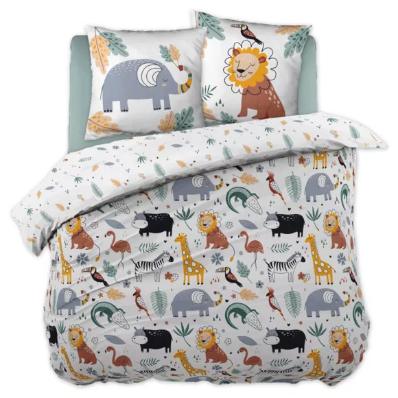 Eminza Housse De Couette Et Deux Taies Enfant Coton (240 X 220 Cm) Savane Multicolore