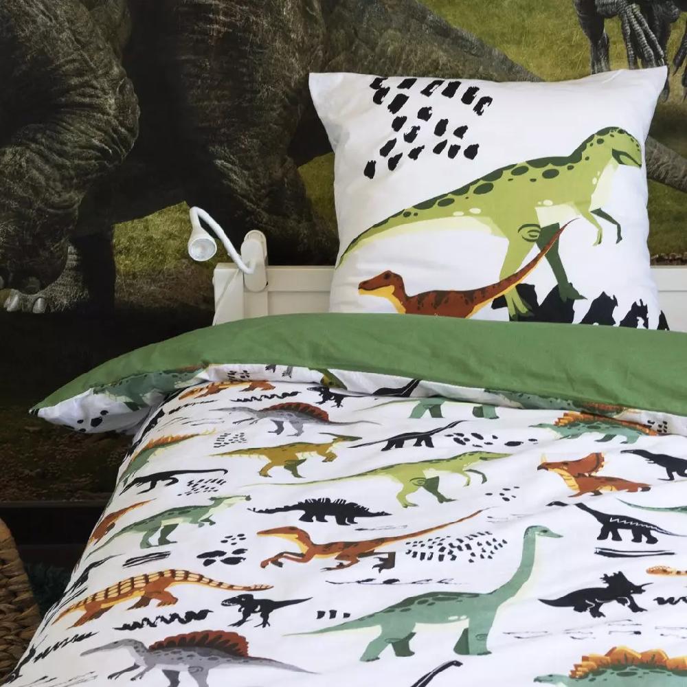 eminza Housse de couette et deux taies enfant coton (240 x 220 cm) Cretace Verte