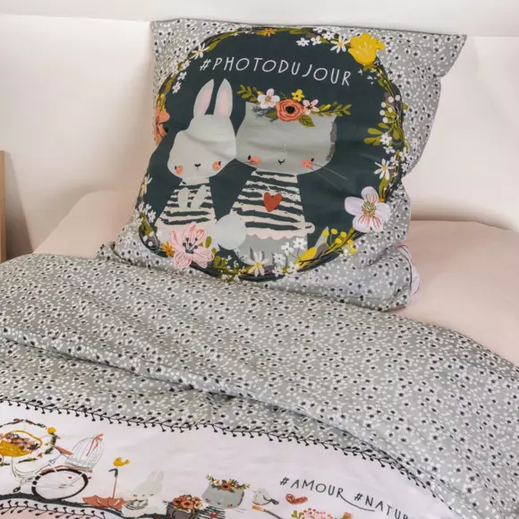 Eminza Housse De Couette Et Deux Taies Enfant Coton (240 X 220 Cm) Jardinage Multicolore