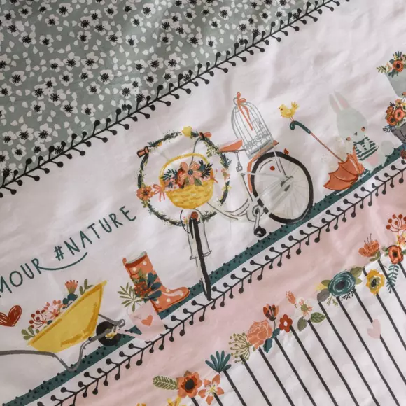 Eminza Housse De Couette Et Deux Taies Enfant Coton (240 X 220 Cm) Jardinage Multicolore