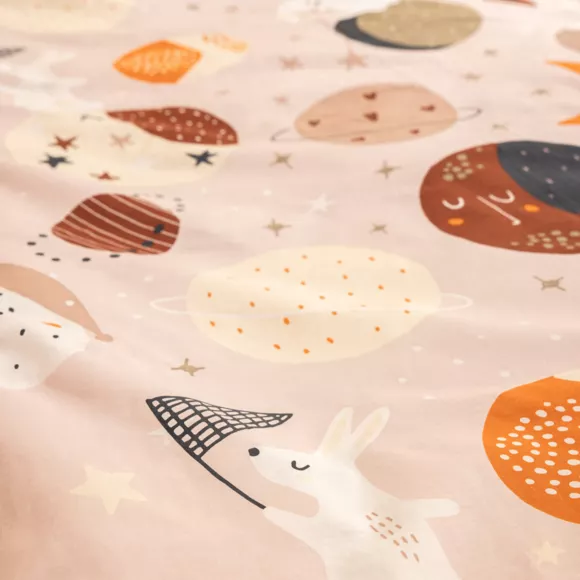 Eminza Housse De Couette Et Deux Taies Enfant Coton (240 X 220 Cm) Sky Dream Rose