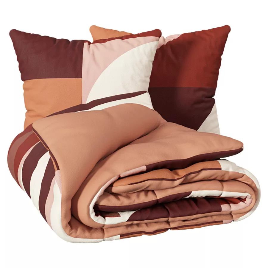 Eminza Housse De Couette Et Deux Taies Percale De Coton (260 X 240 Cm) Tatia Terracotta