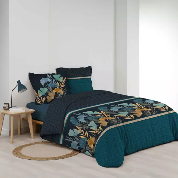 Eminza Housse De Couette Et Deux Taies Percale De Coton (240 X 220 Cm) Blondy Bleue