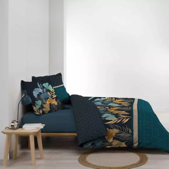 Eminza Housse De Couette Et Deux Taies Percale De Coton (240 X 220 Cm) Blondy Bleue