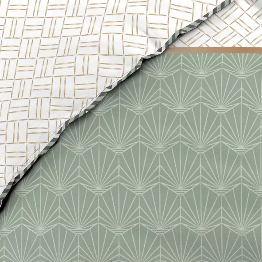 Eminza Housse De Couette Et Deux Taies Percale De Coton (260 X 240 Cm) Belor Verte