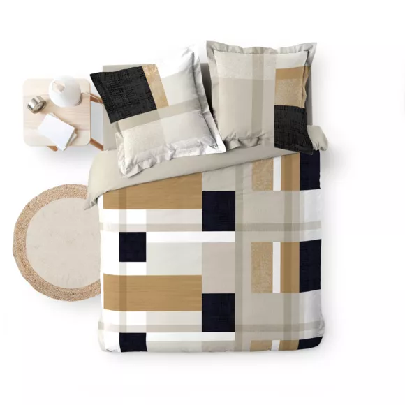 Eminza Housse De Couette Et Deux Taies Percale De Coton (260 X 240 Cm) Ulysse Multicolore