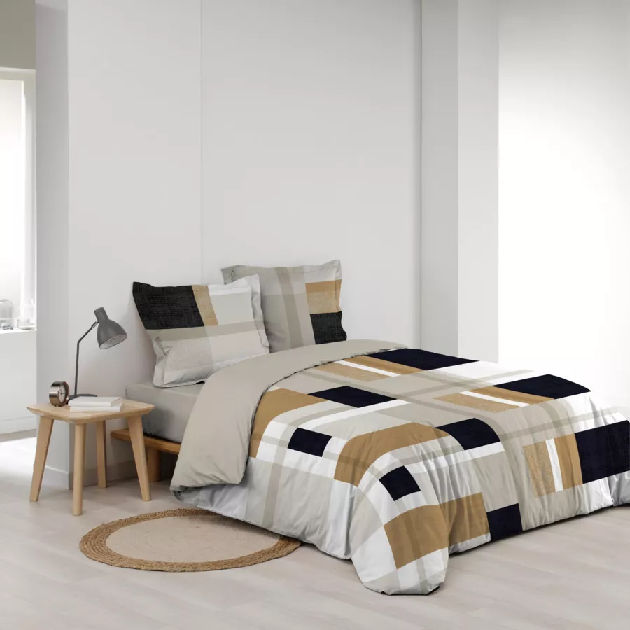 Eminza Housse De Couette Et Deux Taies Percale De Coton (260 X 240 Cm) Ulysse Multicolore