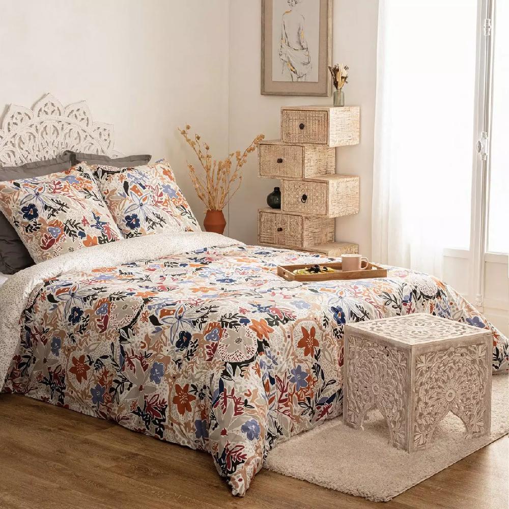 eminza Housse de couette et deux taies percale de coton (240 x 220 cm) Alesio Multicolore