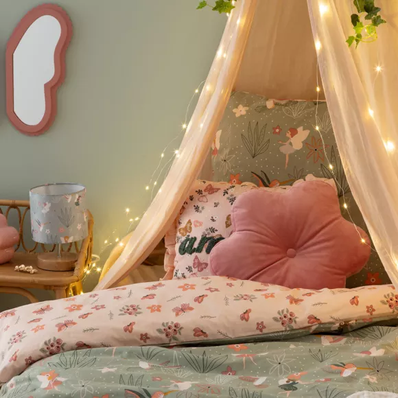 Eminza Housse De Couette Et Une Taie Enfant Coton (140 X 200 Cm) Fée Multicolore