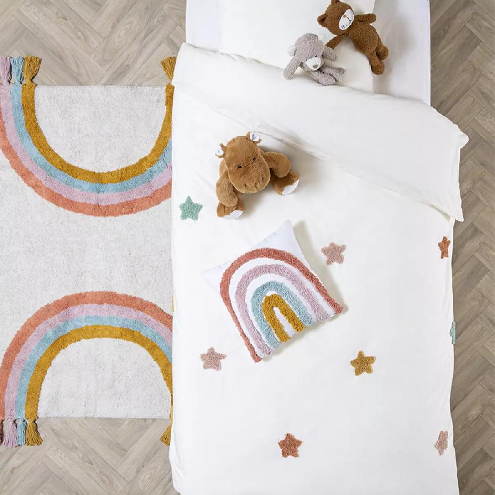 eminza Housse de couette et une taie enfant coton (140 x 200 cm) Etoile Multicolore