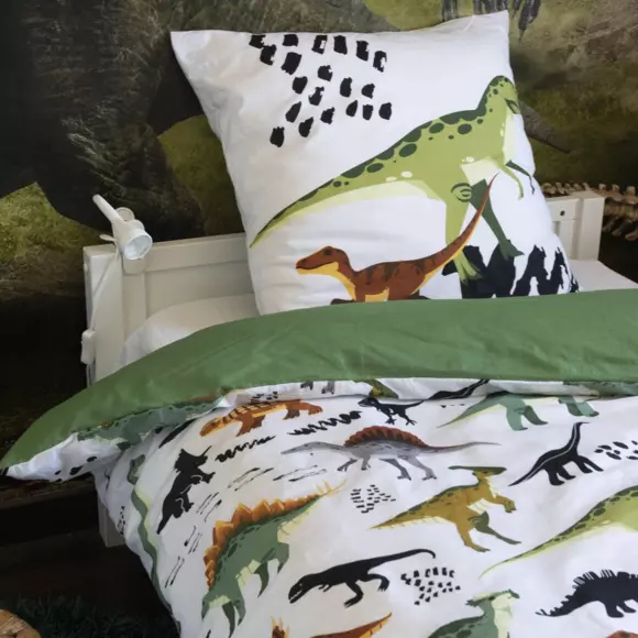 Eminza Housse De Couette Et Une Taie Enfant Coton (140 X 200 Cm) Cretace Verte