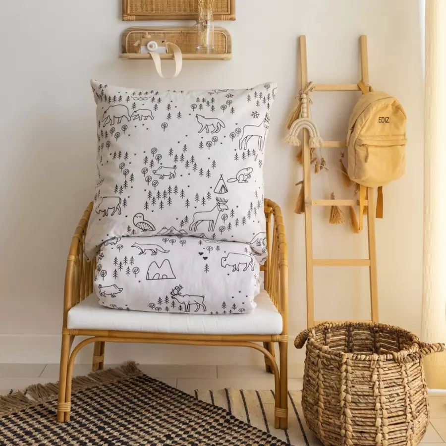 Eminza Housse De Couette Et Une Taie Enfant Coton (140 X 200 Cm) Wild Ecru