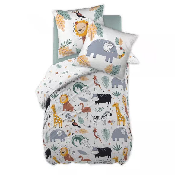 Eminza Housse De Couette Et Une Taie Enfant Coton (140 X 200 Cm) Savane Multicolore