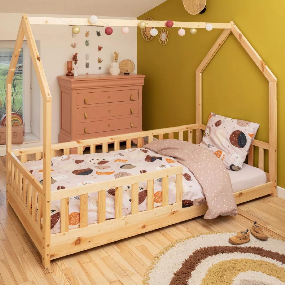 eminza Housse de couette et une taie enfant coton (140 x 200 cm) Sky Dream Rose