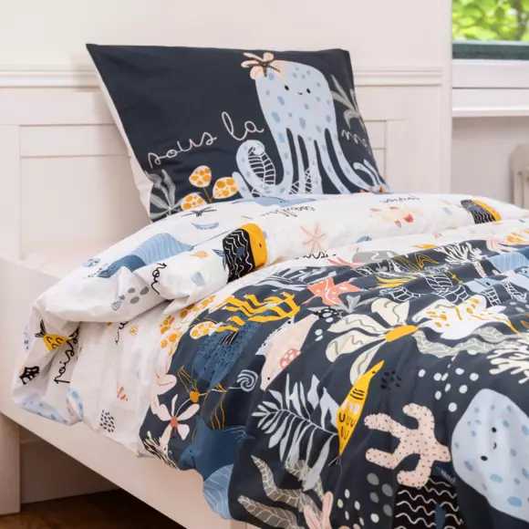 Eminza Housse De Couette Et Une Taie Enfant Coton (140 X 200 Cm) Octopia Multicolore