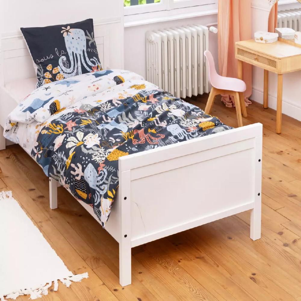 eminza Housse de couette et une taie enfant coton (140 x 200 cm) Octopia Multicolore