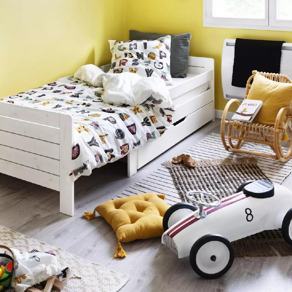 eminza Housse de couette et une taie enfant coton (140 x 200 cm) Farandole Multicolore