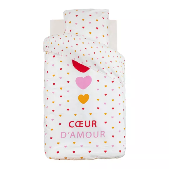 Eminza Housse De Couette Et Une Taie Enfant Coton (140 X 200 Cm) Amour Multicolore