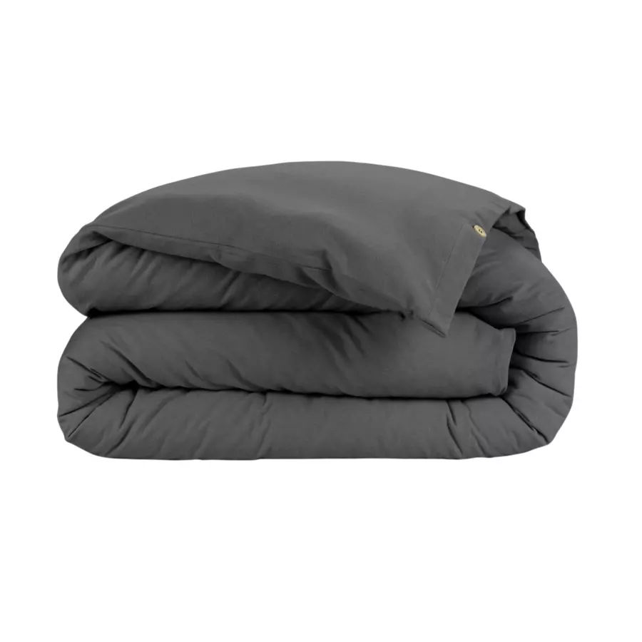 Eminza Housse De Couette Flanelle De Coton (140 X 200 Cm) Théa Gris Anthracite