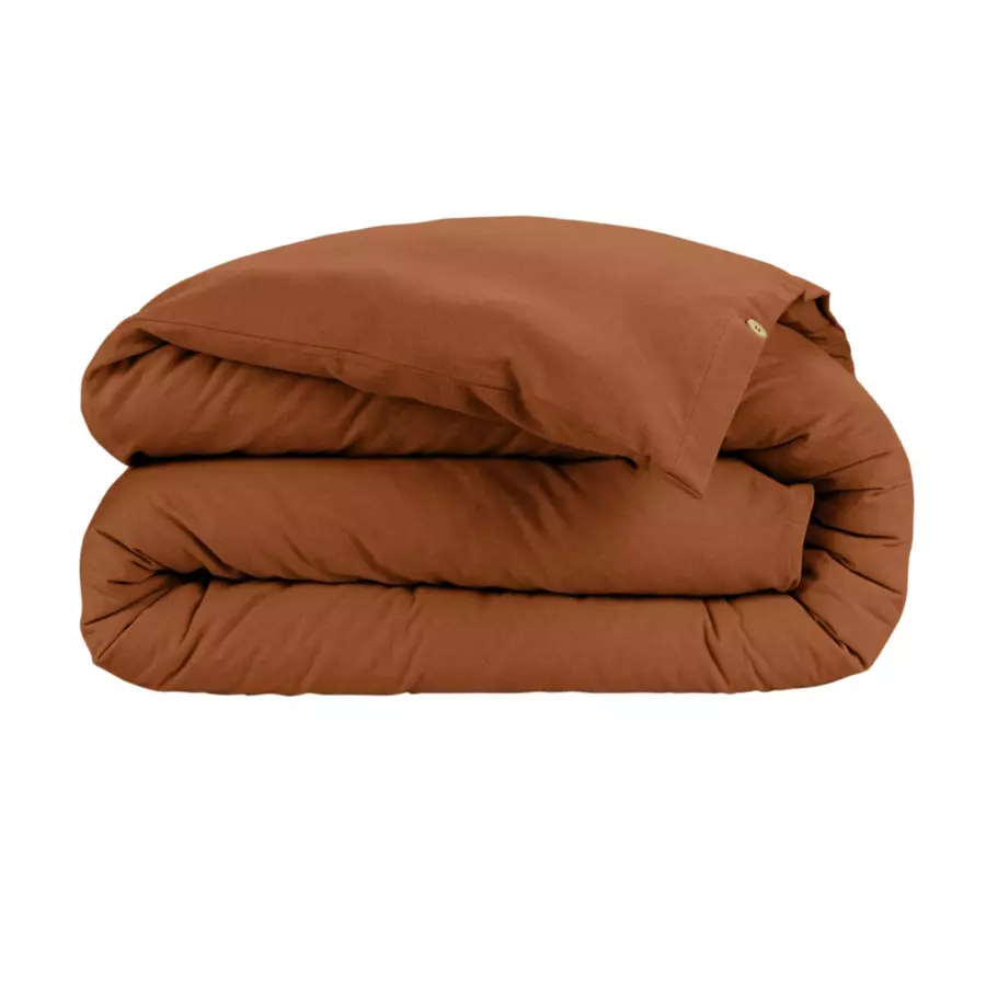 Eminza Housse De Couette Flanelle De Coton (240 X 220 Cm) Théa Terracotta