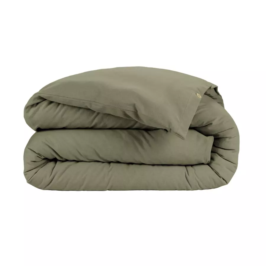 Eminza Housse De Couette Flanelle De Coton (260 X 240 Cm) Théa Vert Romarin