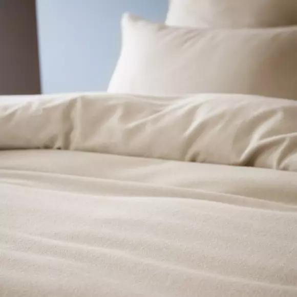 Eminza Housse De Couette Flanelle De Coton (260 X 240 Cm) Théa Beige