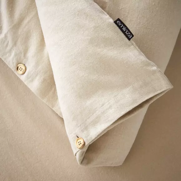 Eminza Housse De Couette Flanelle De Coton (260 X 240 Cm) Théa Beige