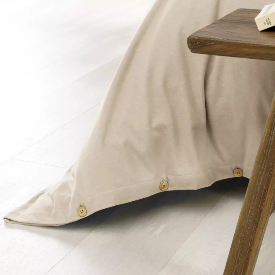 Eminza Housse De Couette Flanelle De Coton (260 X 240 Cm) Théa Beige