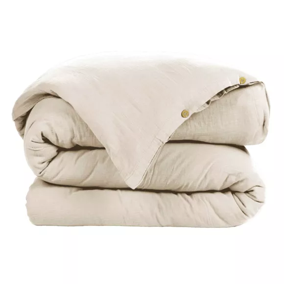 Eminza Housse De Couette Gaze De Coton (140 X 200 Cm) Gaïa Beige Pampa