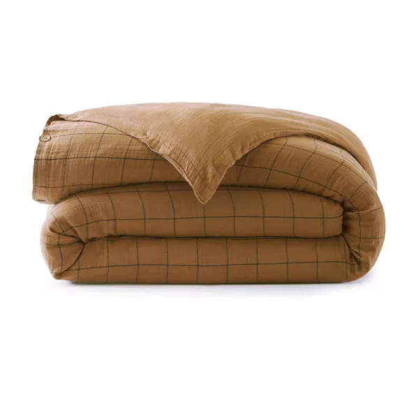 Eminza Housse De Couette Gaze De Coton (140 X 200 Cm) Gaïa Match Camel