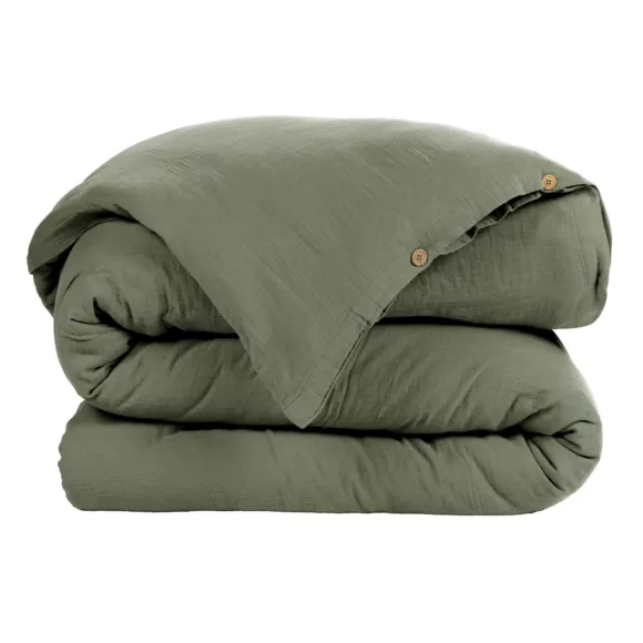 Eminza Housse De Couette Gaze De Coton (140 X 200 Cm) Gaïa Vert Romarin