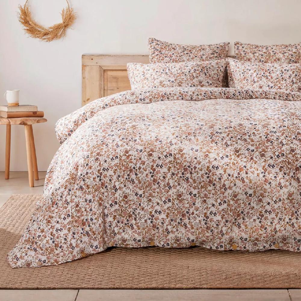 eminza Housse de couette gaze de coton (200 x 200 cm) Constance Beige pampa