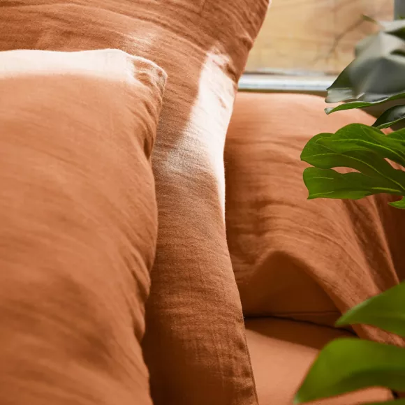 Eminza Housse De Couette Gaze De Coton (200 X 200 Cm) Gaïa Abricot