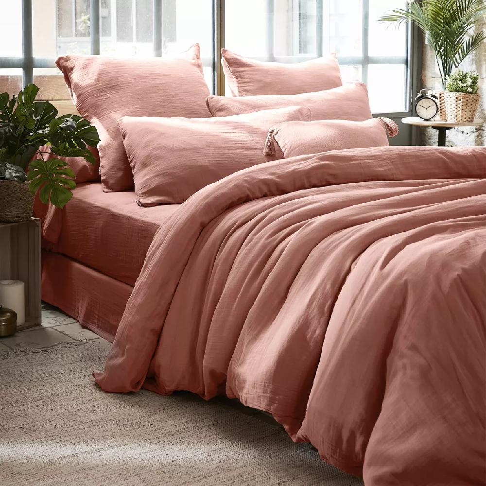eminza Housse de couette gaze de coton (200 x 200 cm) Gaïa Rose pêche