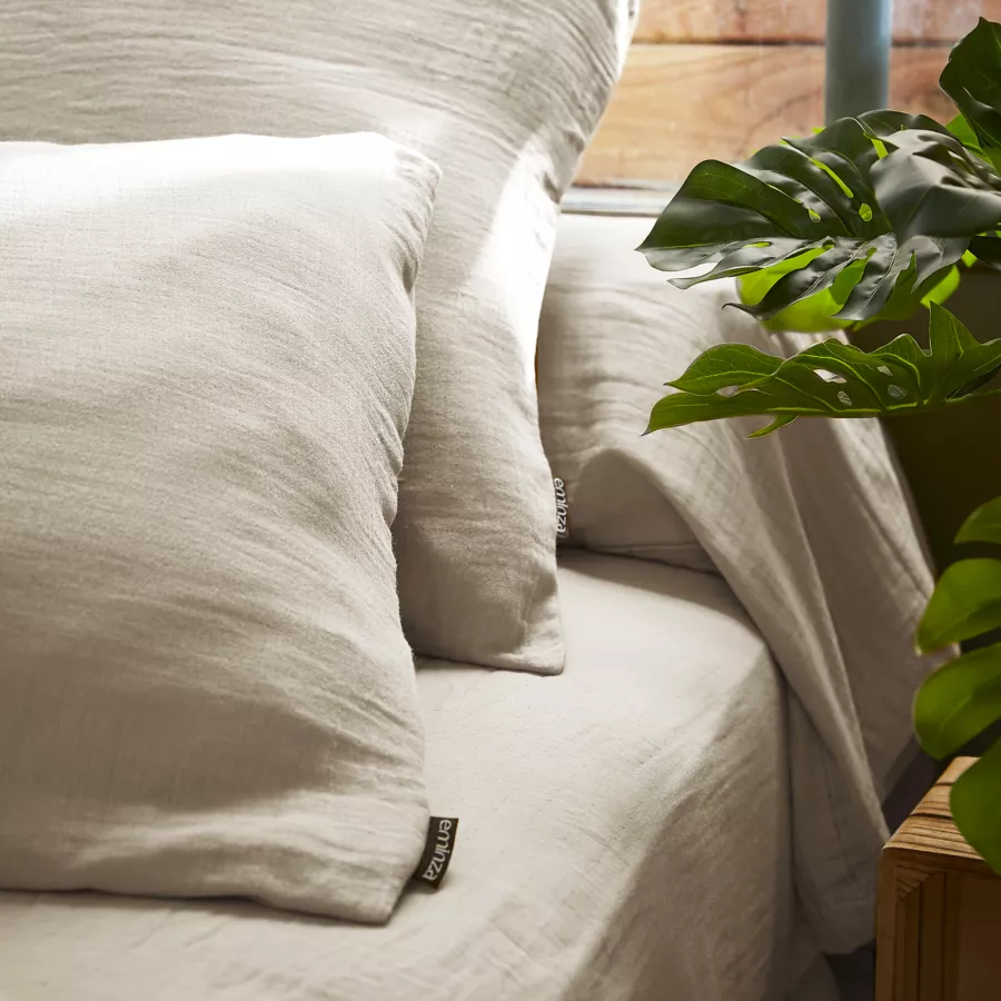 Eminza Housse De Couette Gaze De Coton (200 X 200 Cm) Gaïa Beige Pampa