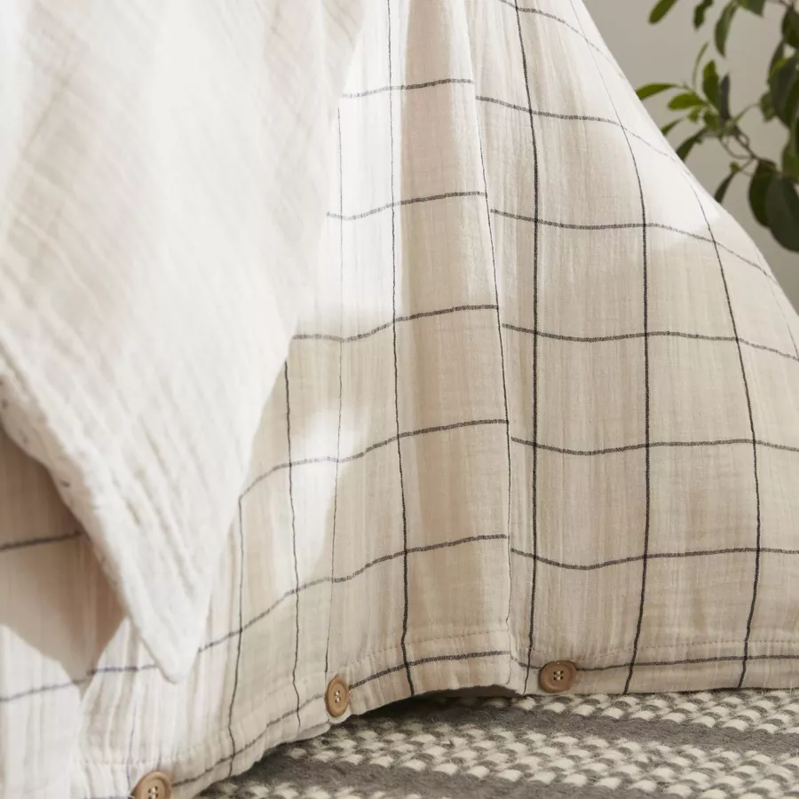 Eminza Housse De Couette Gaze De Coton (240 X 220 Cm) Gaïa Match Beige Pampa