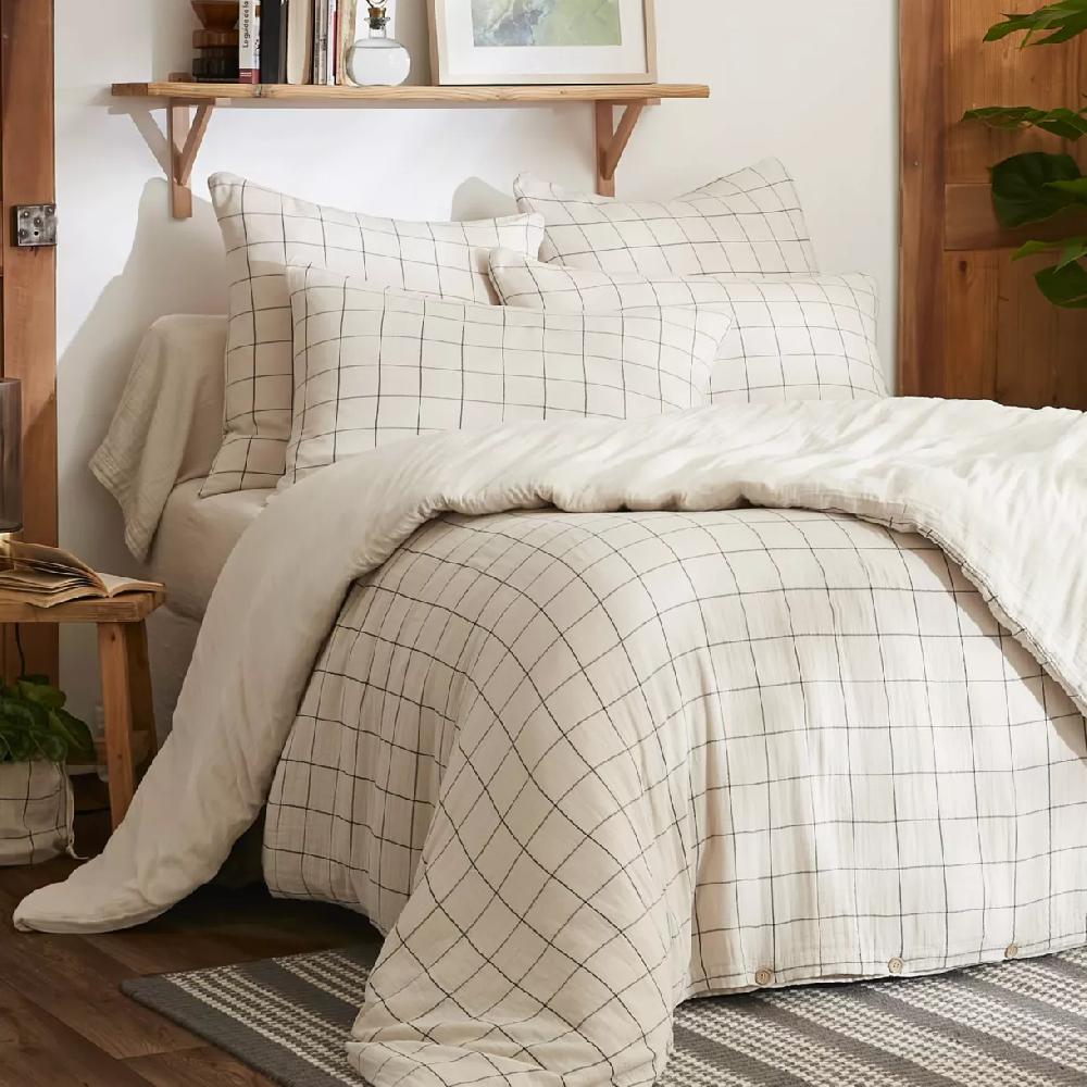 eminza Housse de couette gaze de coton (240 x 220 cm) Gaïa Match Beige pampa